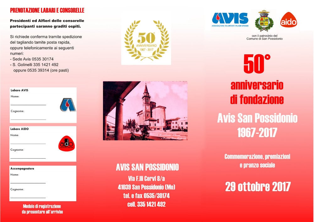Avis San Possidono festa del 50esimo 1967-2017